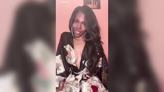 JOI Petite Ebony Woman in Classy Silk Robe.