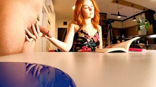 Cock teasing mutual masturbation with new hot & horny redhead secretary who loves to cream the cock