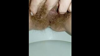 Sexy Hairy Pussy Pissing Close up