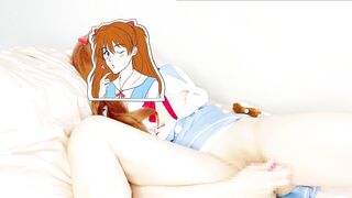 Masturbating with a toy in Eva Asuka costume Look at the toy that's slippery with my love juice