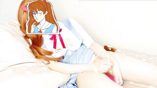 Masturbating with a toy in Eva Asuka costume Look at the toy that's slippery with my love juice