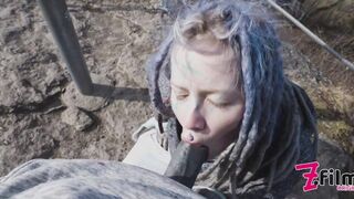 Tattoo Couple caught while wild ANAL public sex on a ruine