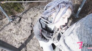 Tattoo Couple caught while wild ANAL public sex on a ruine