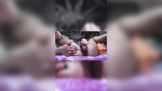 Ebony Goddess Edges x Shows Off Semi Hairy Pussy