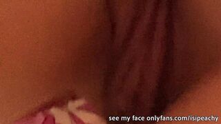 Look under my skirt at my panties-free pussy