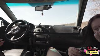 PUBLIC BLOWJOB turn by turn During the Car Trip