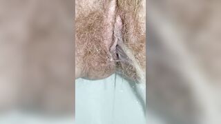 Perv Milf's Pee Diary: Hairy Pissing with a Huge Anal Fart Both Holes Mega Close up