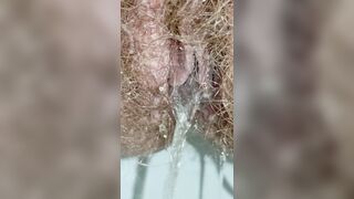 Perv Milf's Pee Diary: Hairy Pissing with a Huge Anal Fart Both Holes Mega Close up