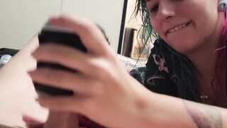 Cock milked fast by vibrating fleshlight by goth girl