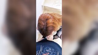 Amateur wife with a buttplug, on fishnet stockings fucks on stairs SHORTIE
