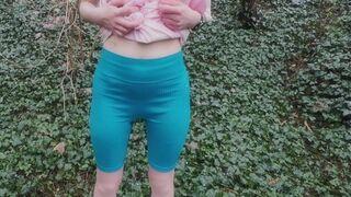 Young woman pees herself