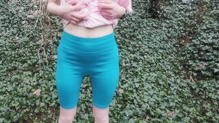 Young woman pees herself
