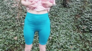 Young woman pees herself