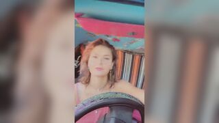 Sexy gal in her van