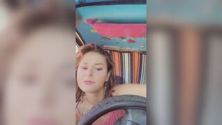 Sexy gal in her van