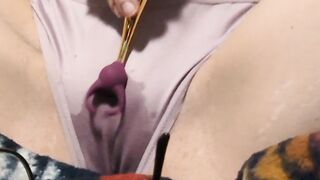 Upclose clip: Masturbating over panties