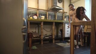 Dirty fucking with stepdaughter in the kitchen