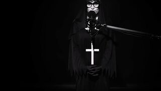 Italian JOI: the blessing of MILF nun Ruber Flamma to cum on her tits