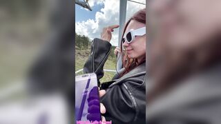 Leg shaking orgasms with an amazing view. Playing with remote controlled vibrating egg outside