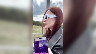 Leg shaking orgasms with an amazing view. Playing with remote controlled vibrating egg outside
