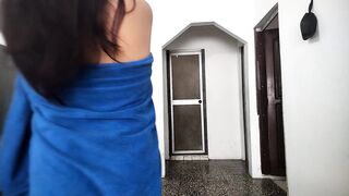 Perverted stepfather masturbates while watching her in the bathroom