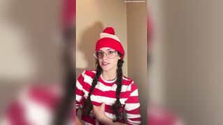 Busty brunette Waldo bounces on it after you find her lonely and feral