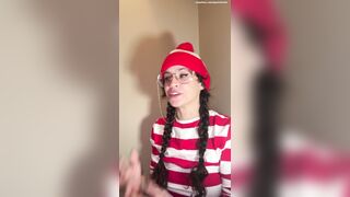 Busty brunette Waldo bounces on it after you find her lonely and feral