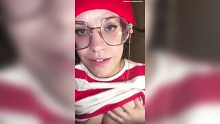 Busty brunette Waldo bounces on it after you find her lonely and feral