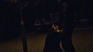 Mature slut gives outdoor blowjob with cum in mouth