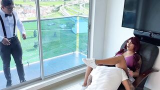Cheating Bitch! She fucked her lover while her boyfriend watched her!