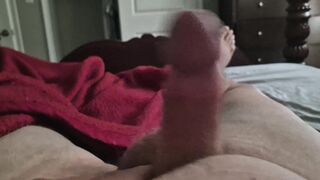 Old man playing with his big cock!