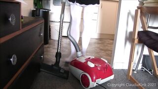 Noisy Vacuum Cleaner Fetish Candid in White Stockings