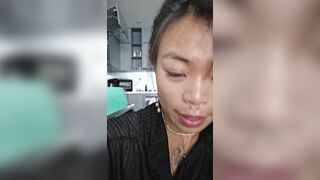 Asian hotie squirts extremally after DVP