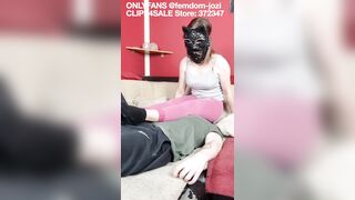 Facesitting and ballbusting cbt in socks. He loves her big ass and amateur feet