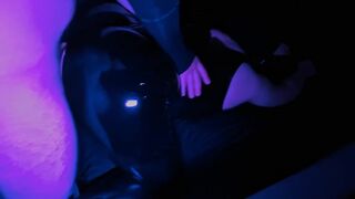 Big booty, masked MILF, wearing leather outfit gets smashed hard and fast doggy.
