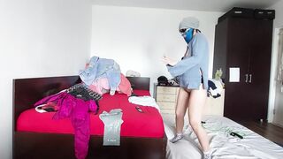 Hot wife cuts off her clothes. Amateur mom hairy pussy, big tits, big ass.