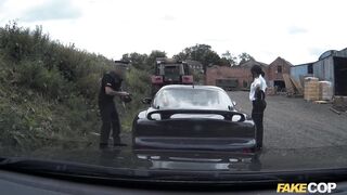Fake Cop Sexy Strip Search Turns Into Threesome on Car Bonnet