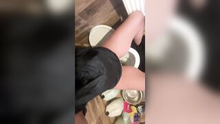 Beautiful MilfyCalla with hungry pussy pee in the toilet, pissing close up