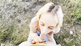 Public blowjob from a fan with a view of the city