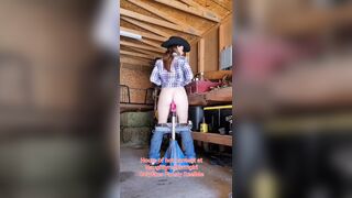 Horny Big Ass Redhead fucks herself in both holes, Squirting on the Farm and Bedroom!