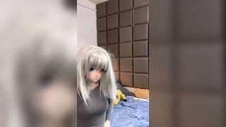 Kigurumi gets home after a night out for some more fun