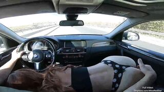 BIG Tits Redhead Give Me a Blowjob while Driving on Highway