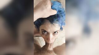 I play with my little toy and cum on her pretty face