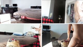 Amateur wife dancing wildly in the naked house. Hot wife cuts off her clothes.
