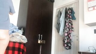 Latin amateur pussy seems to be doing naked housework.