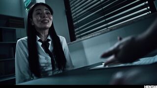 Live Action Japanese Anime Horror - Asian Schoolgirl Teacher Fucked in Classroom by Horny Demon Vore