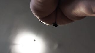 Sexy Latina nude in the kitchen. Sexy naked wife prepares food in the kitchen