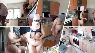 Amateurpaar hat Spaß in der Küche.
