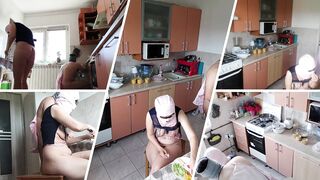 Amateurpaar hat Spaß in der Küche.