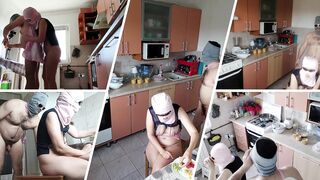 Amateurpaar hat Spaß in der Küche.